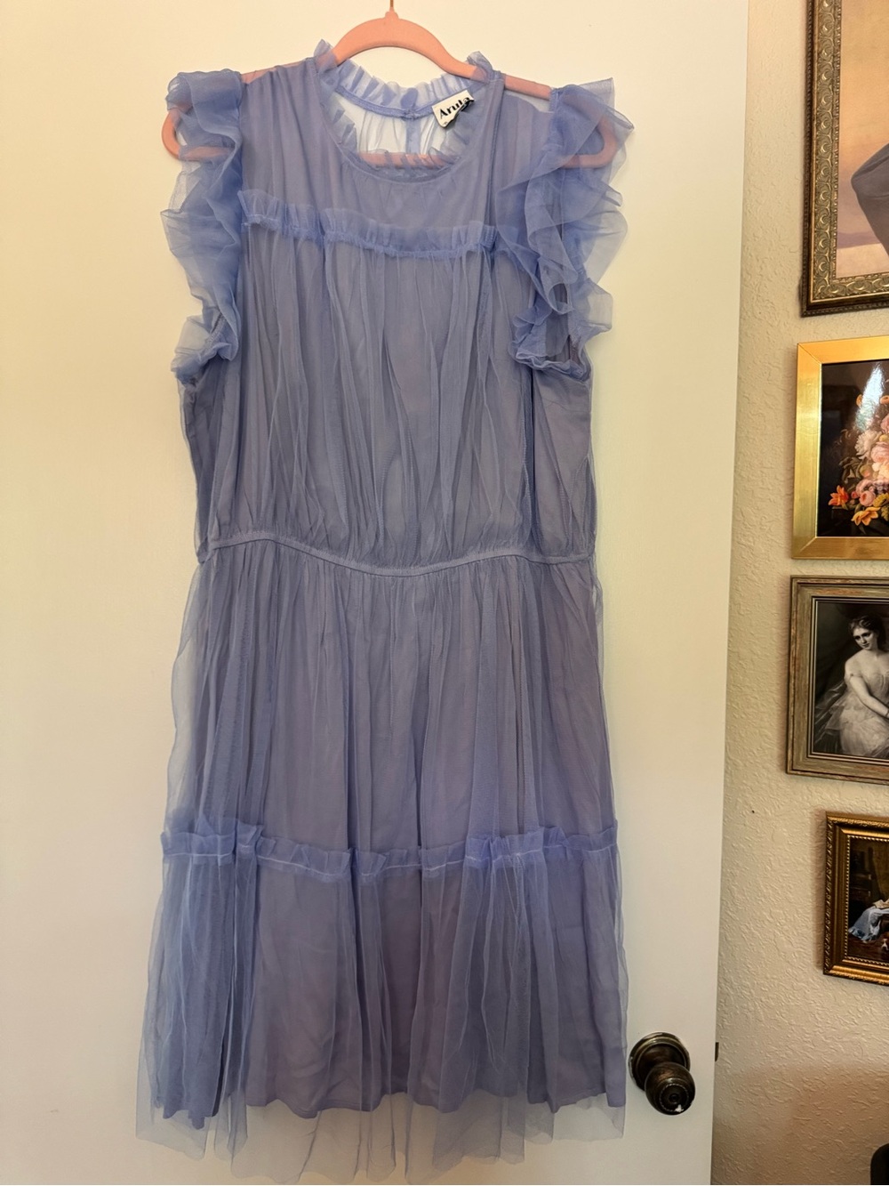Arula Lavender Ruffle-Shoulder Dress
